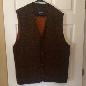 Brown Wool Vest, Brown Tweed, Size XL